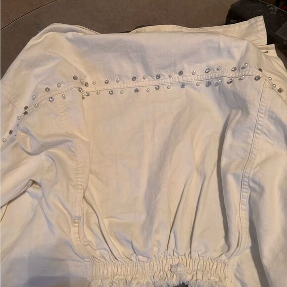 BiBi Women's Cream Bling Denim Jacket - Picture 5 of 5
